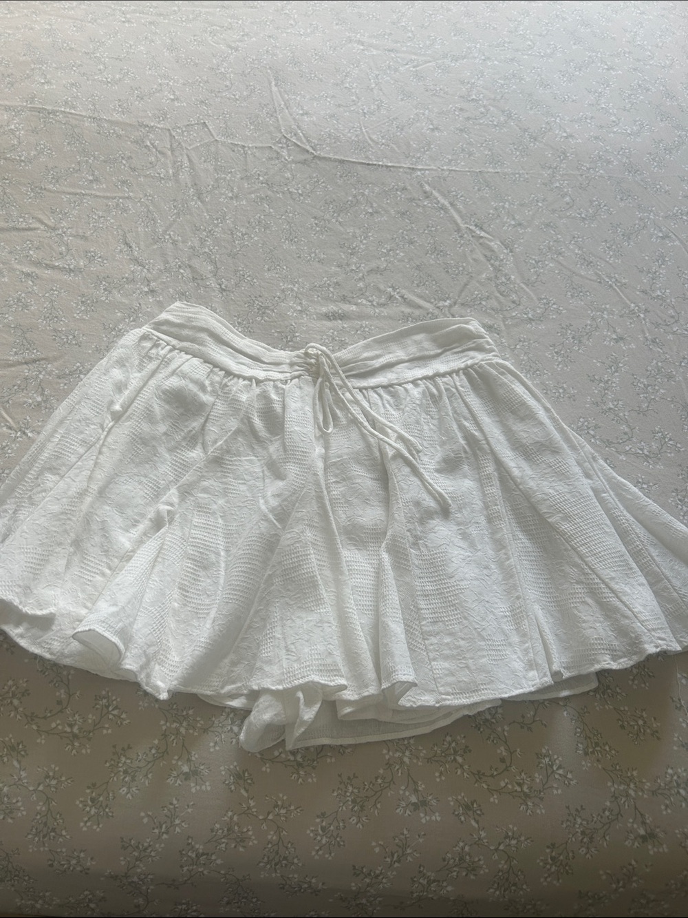 Mustard Seed White Flowy Skater Mini Skirt